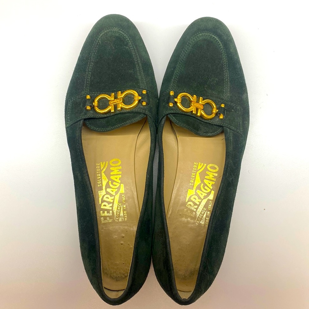 Ferragamo Green Suede Loafer